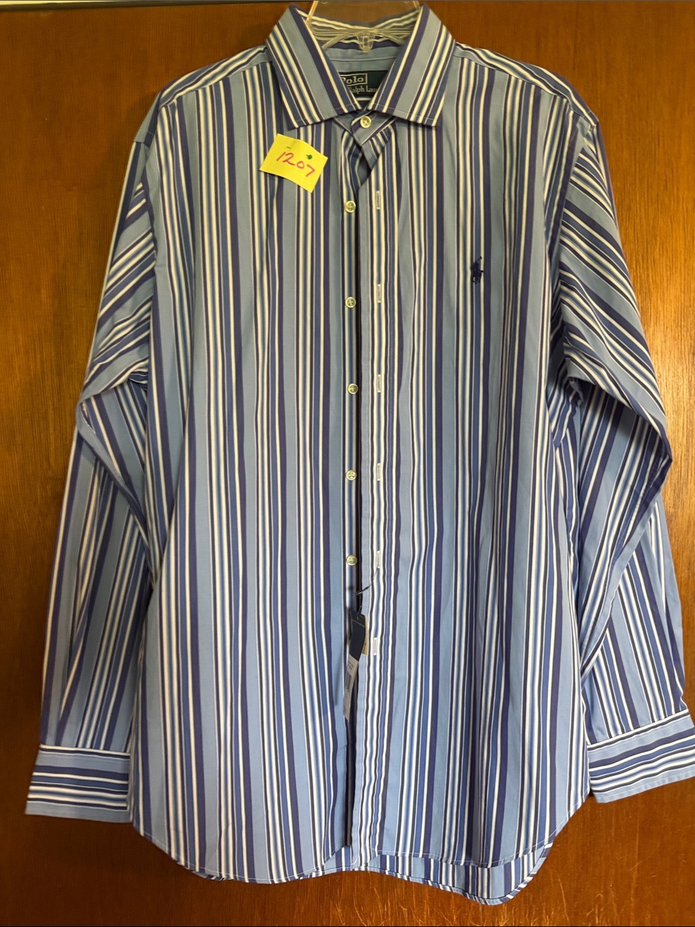 Ralph Lauren Men’s Blue and White Vertical Stripe Dress Shirt NWT ‼️😍‼️Size L